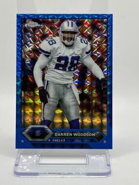 2023 Topps Chrome Darren Woodson Blue Geometric Refractor 9/99 SP Dallas Cowboys